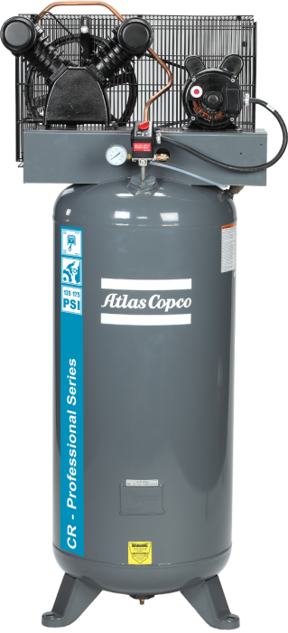 Atlas Copco 3 HP Piston Air Compressors, 9.1 CFM, 135 PSI, Single-Stage, 60 Gallon, Vertical, Single Phase , 230 volts | CR3-SS-60GV-230V 1PH