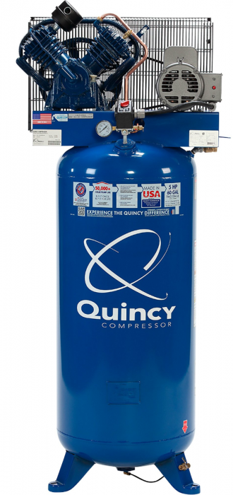 Quincy QT 54, 5-HP 60 Gallon Two-Stage Air Compressor, 15.2 CFM (230V-1-Phase)  Vertical  PRO | 2V41C60VC
