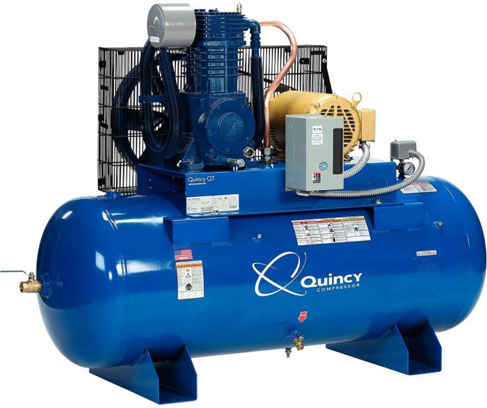5 HP Quincy QT-5 80 Gallon Two-Stage Air Compressor 17 CFM, (460 Volt, 3-Phase)  Horizontal PRO | 253DS80HCB46